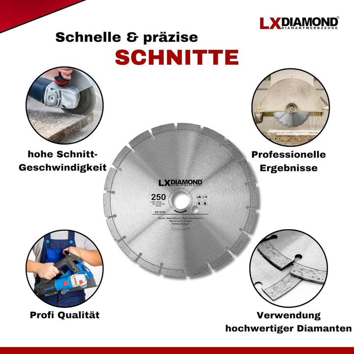 Diamant-Trennscheibe 250mm x 30,0mm - für Schneidetische, Brückensägen - Diamantscheibe zum Trennen