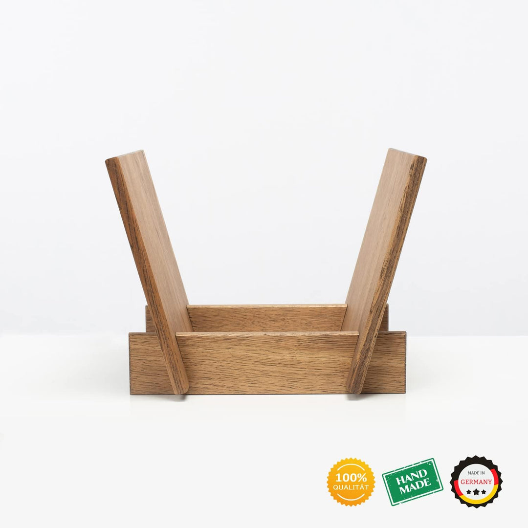 Aufbewahrung von Vinylplatten - Schallplatten Halter Regal aus Eiche Massivholz im hochwertigen Desi
