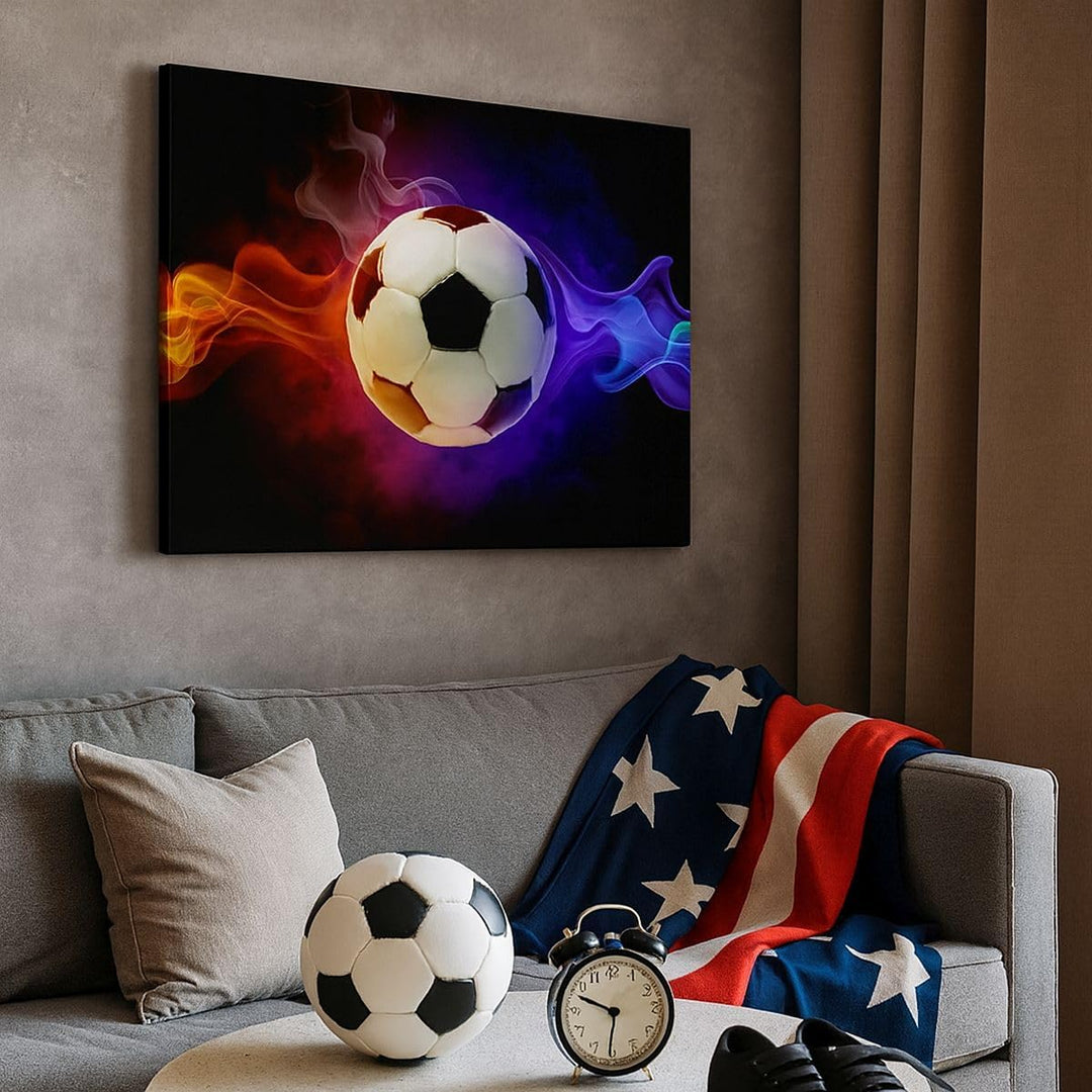 Bilder auf Leinwand Abstrakt ball flamme fussball Leinwandbild 70x50cm Wandbilder Dekoration Wohnzim