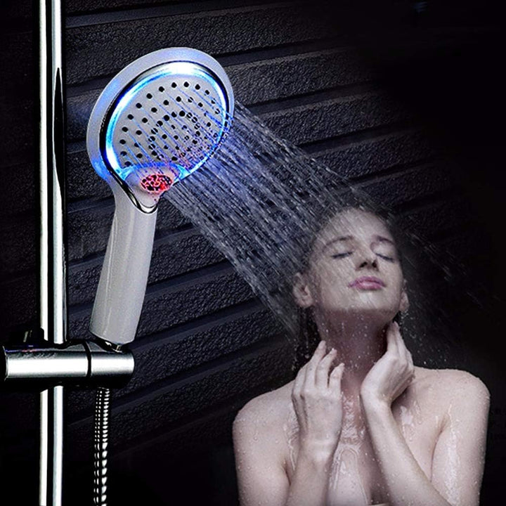 3 Farbe LED Handheld Dusche Spray Kopf mit Digitale Temperaturanzeige, Wasser Flow Powered ABS Chrom