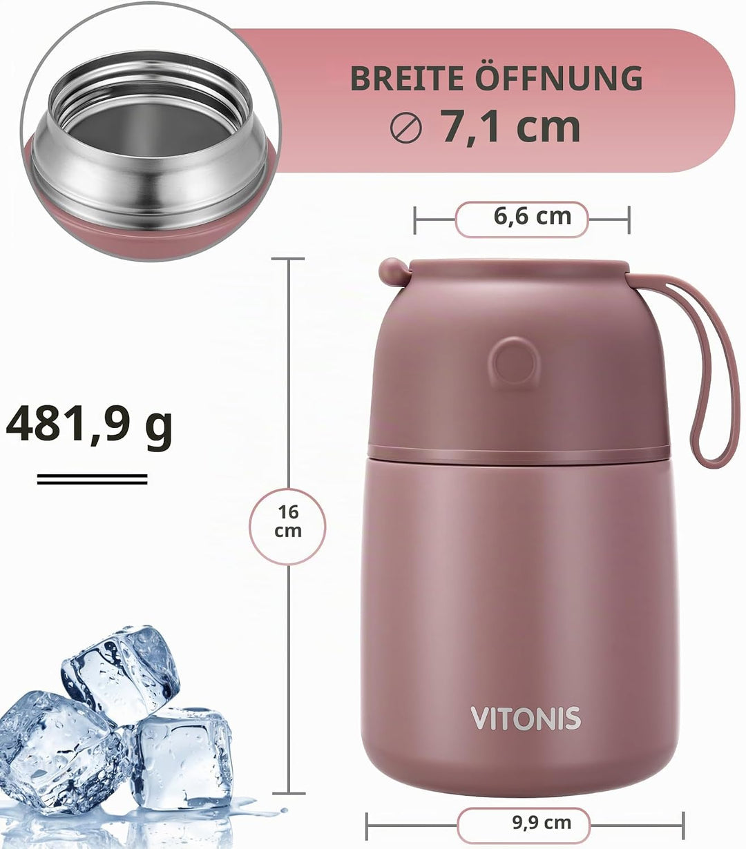 Thermobehälter für Essen 500ml Kinder Edelstahl Isolierbehälter Gefäss für warme Speissen, Essen, Su