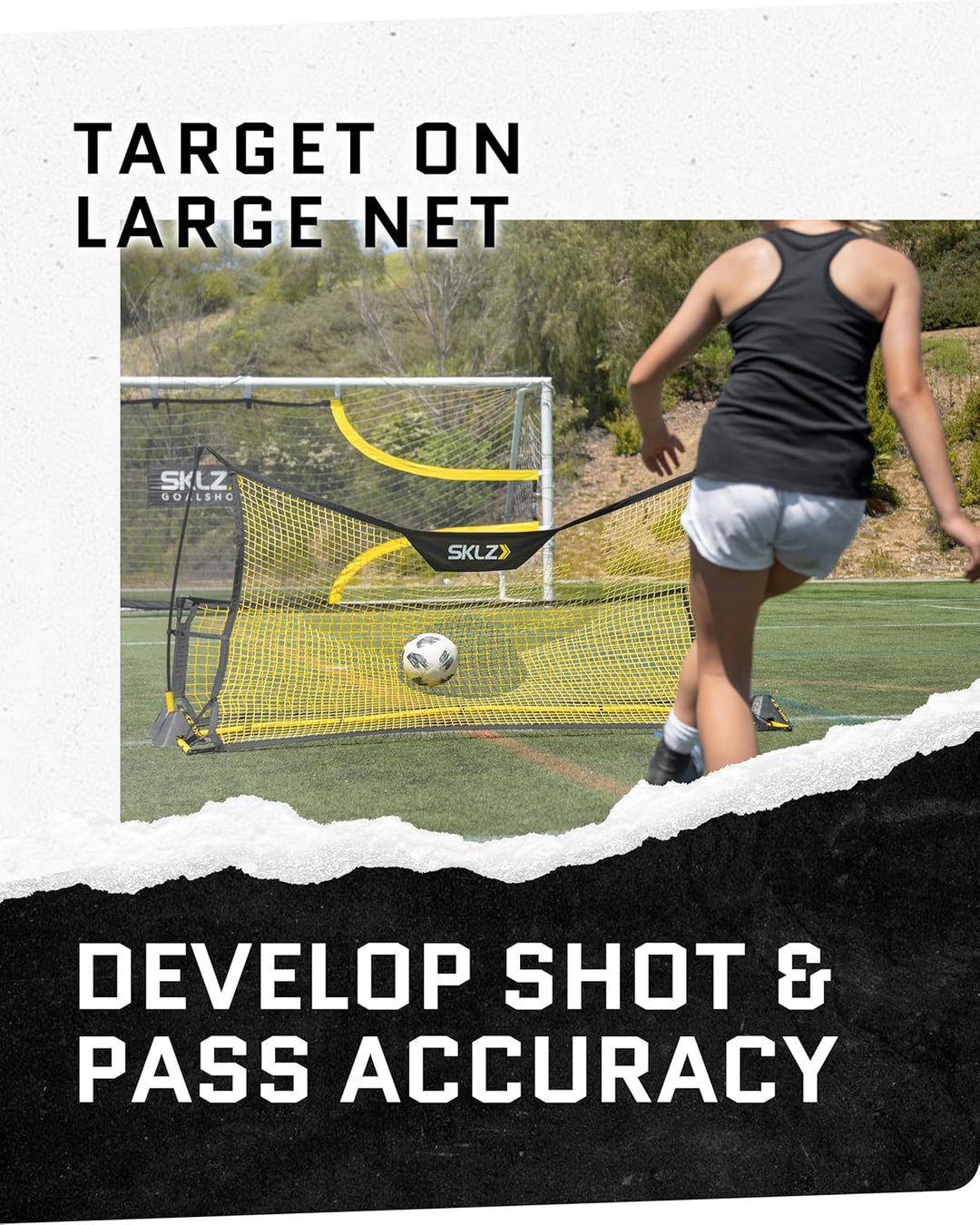 SKLZ Unisex Quickster Soccer Trainer Tornetz, schwarz/Gelb, Einheitsgrösse EU Single, Single