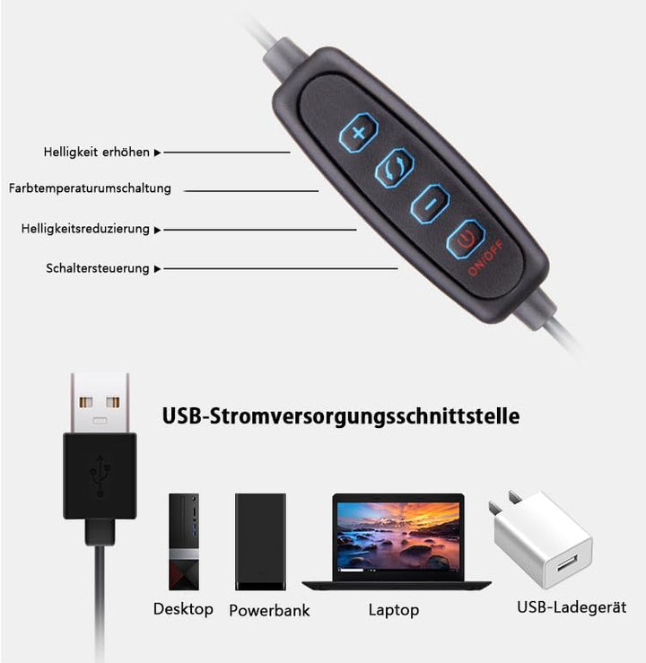 BRAVECOW Ringlicht mit Stativ, 10.5” Selfie Ringlicht,Streaming Licht Videolicht mit 3 Lichtfarben u