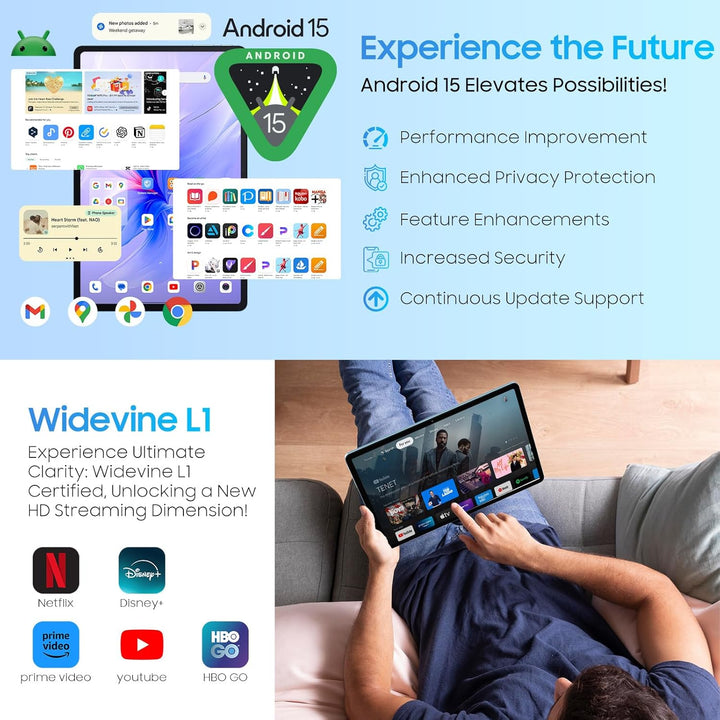 Blackview Tab90 WiFi Android 14 Tablet 11 Zoll,12GB RAM 128GB Speicherplatz(2TB TF),Grosses Display