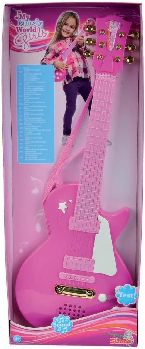 Simba 106830693 - My Music World Girls Rockgitarre, Metallsaiten, Gurt, 56cm, ab 4 Jahre