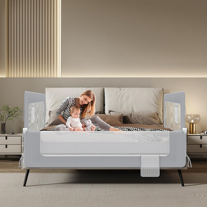 AufuN Bettgitter Bettschuztgitter Portable 150cm, Faltbar Kinderbettgitter für Kinder Babybettgitter