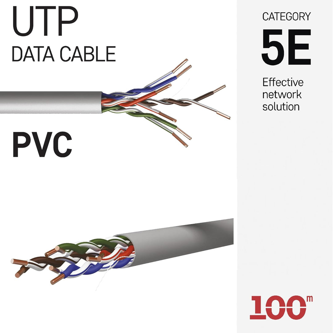 EMOS - UTP Netzwerkkabel CAT 5e, 100m, PVC - CAT5e-Patchkabel UTP - Cu-Draht- Gigabit LAN Kabel - un