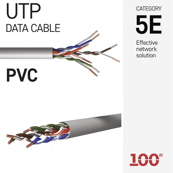 EMOS - UTP Netzwerkkabel CAT 5e, 100m, PVC - CAT5e-Patchkabel UTP - Cu-Draht- Gigabit LAN Kabel - un