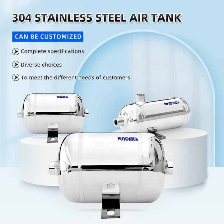 304 Stainless Steel High Pressure Mini Small Portable Air Tank Air Reservoir Water Storage Tank (1L-