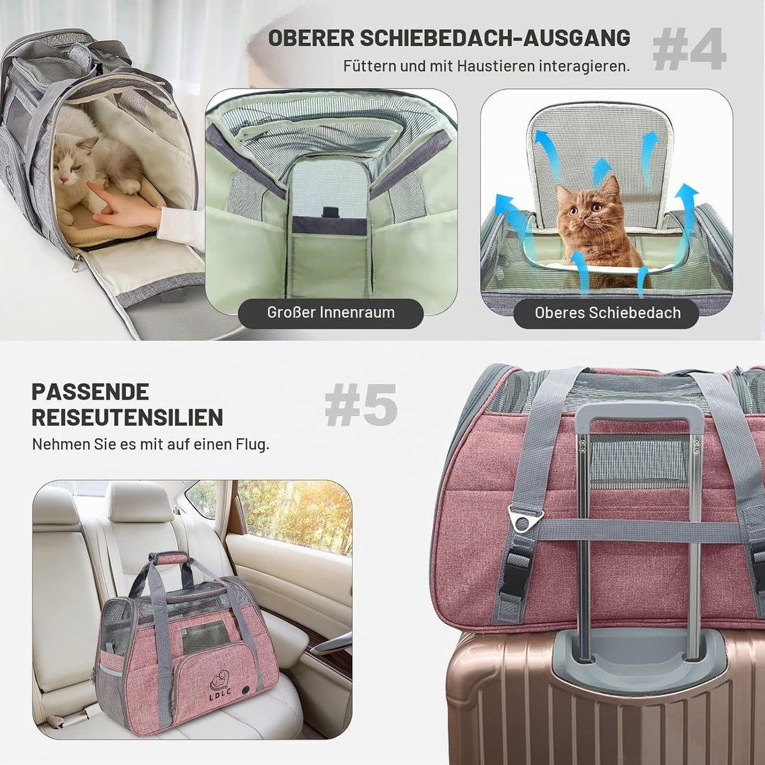 PETCUTE Hundetransportbox,Atmungsaktive Katzen Tragetasche Katze transportbox Tragetaschen mit Weich
