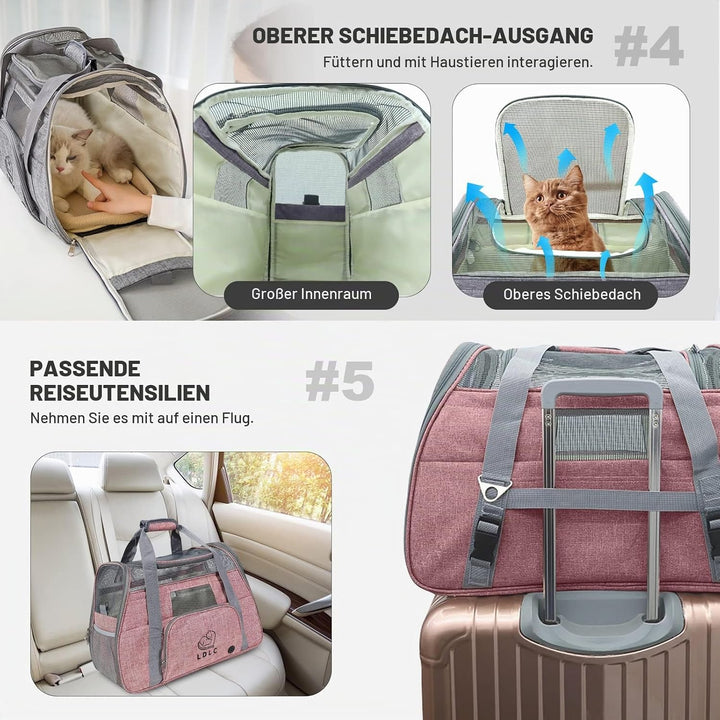 PETCUTE Hundetransportbox,Atmungsaktive Katzen Tragetasche Katze transportbox Tragetaschen mit Weich