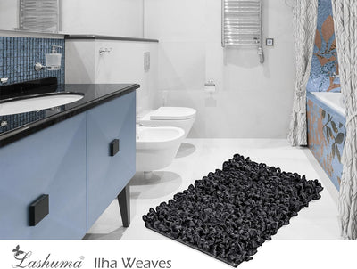 Lashuma Badteppiche für Fussbodenheizung Farbe: Schwarz kleine Badmatte Grösse: 50x70 cm 50x70 cm Sc