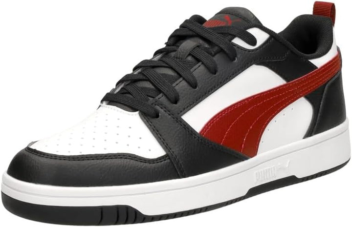 PUMA Unisex Rebound V6 Low Leichtathletik-Schuh 43 EU Puma White Intense Red Puma Black, 43 EU Puma
