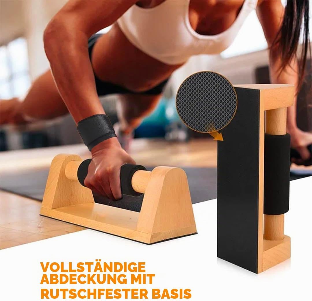 Aka &amp; Lou 2 Push up bars aus Buchenholz, Parallettes calisthenics Griffe für Muskelaufbau, home fitn