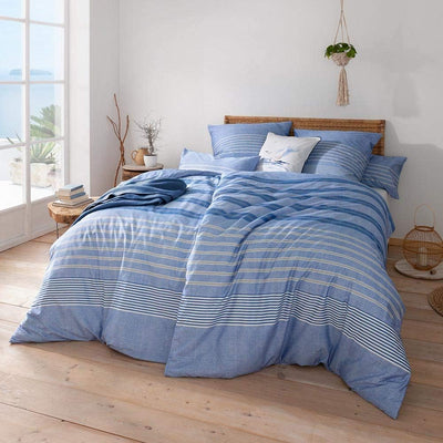 ESTELLA Mako-Satin Bettwäsche Alvar bleu 1 Bettbezug 155 x 220 cm + je 1 Kissenbezug 80 x 80 cm + 40