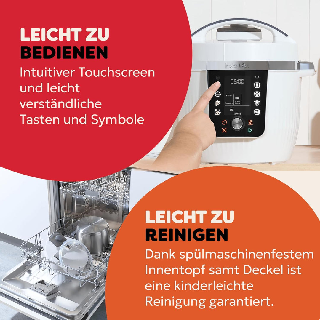Instant Pot Pro 10-in-1-Multikocher 5,7 l – Weiss, Schnellkochtopf, Schongarer, Reiskocher, Sauteuse