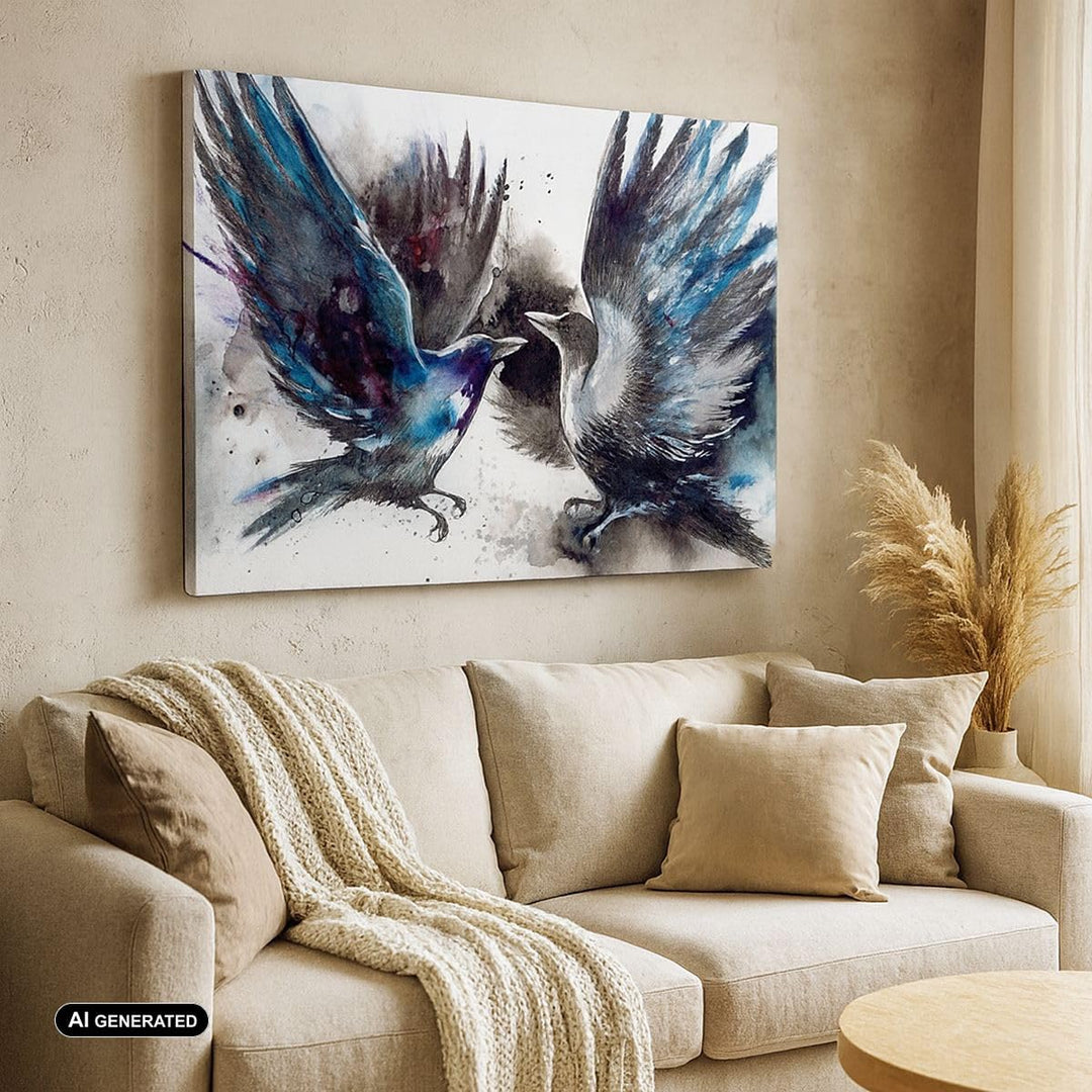 Bilder auf Leinwand Vogel Natur Feder Leinwandbild mit Rahmen 70x50cm Wandbilder Dekoration Wohnzimm