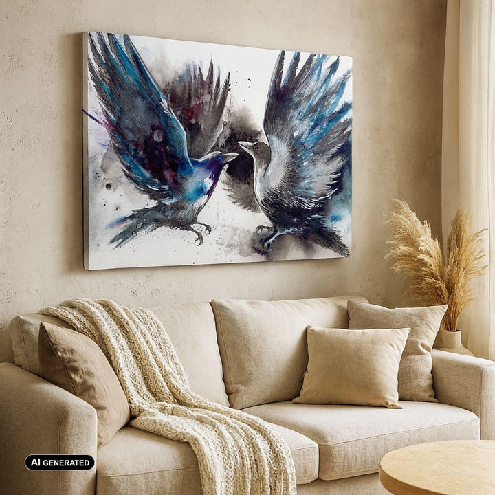 Bilder auf Leinwand Vogel Natur Feder Leinwandbild mit Rahmen 70x50cm Wandbilder Dekoration Wohnzimm