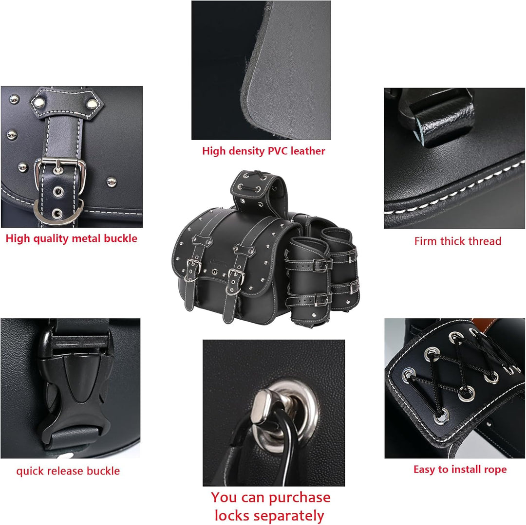 Hochdichtes Leder-Motorrad-Saddebags,Überwurftaschen,Gepäckträger,Seitentaschen mit Getränkehalter,w