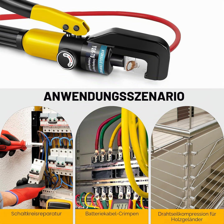 Hydraulische Crimpzange Draht Batterie Kabelschuh Terminal Crimpzange 9 Dies 4-70mm² 100KN Hydraulis