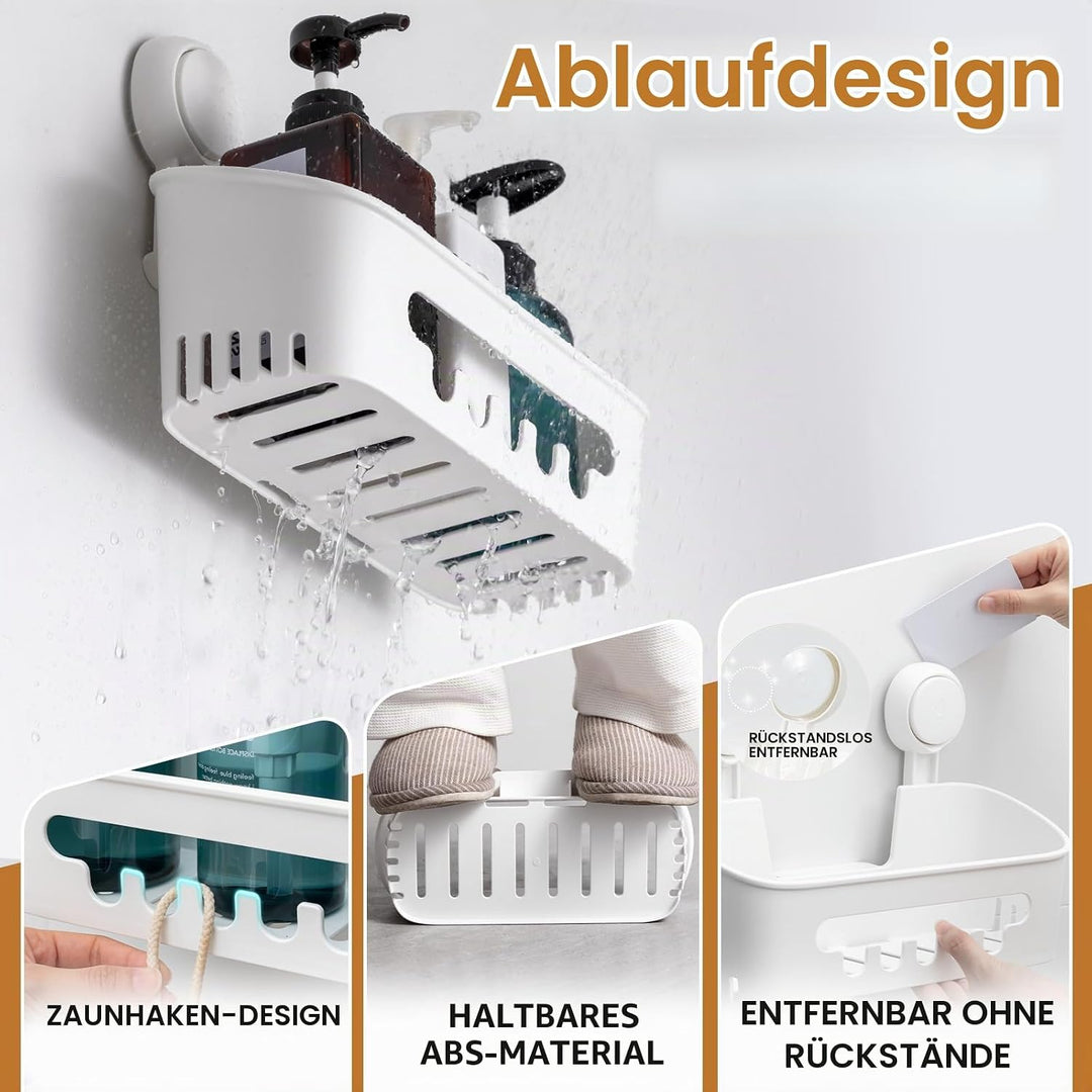 LEVERLOC Duschablage Saugnapf 2 Stück ohne Bohren Duschorganizer Duschregal Saugnäpfe Duschgel Halte