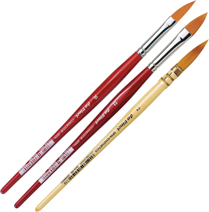 da Vinci Brushes 4252DV Watercolor Brush Set, Quill Size 2, Slant Size 10, Oval Size 12, Black 3 Eac