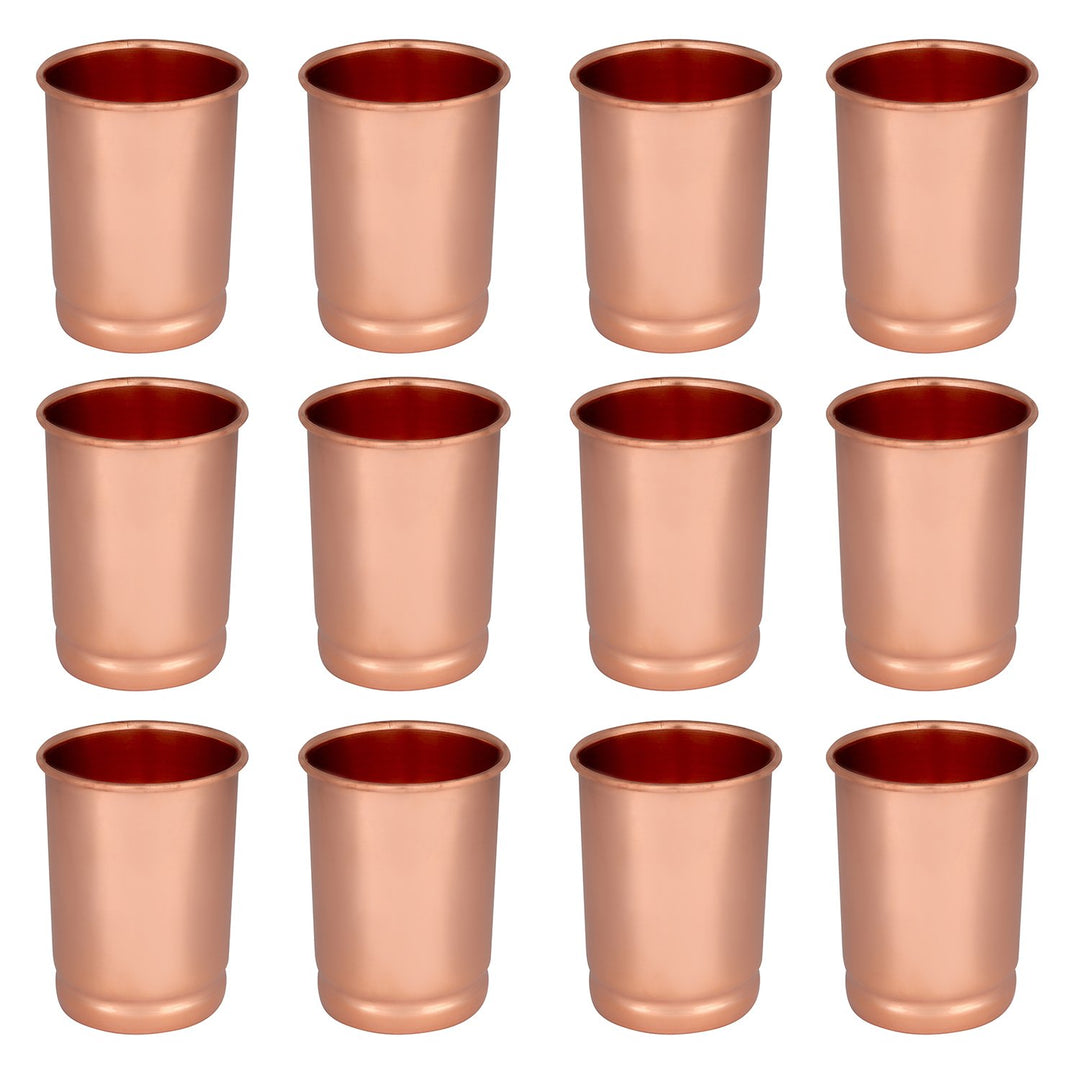 Zap Impex Wassergläser reines Kupfer Trinkbecher Ayurveda Banefits 12er Set, 300 ml