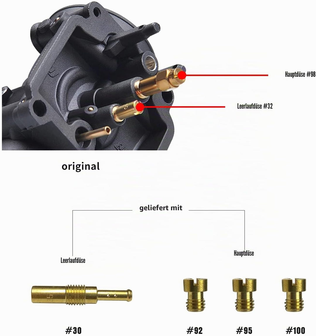 NIBBI Vergaser PE19mm, passt 100cc/110cc/125cc Flansch Motorrad Motoren, drei Hauptstrahl und ein la