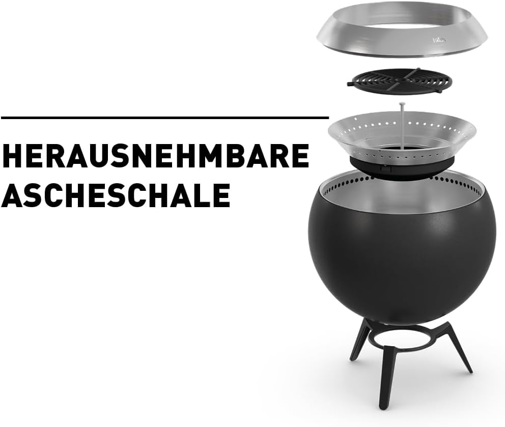 höfats - Moon 45 rauchfreie Feuerschale mit niedrigem Fuss aus Edelstahl - emaillierter raucharmer F
