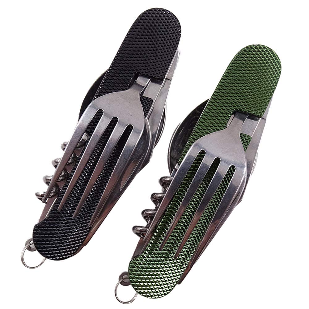 Hiwalker 6 in 1 Edelstahl Klapp besteck Camping besteck Set Outdoor Reise Besteck Kit Abnehmbare Ges