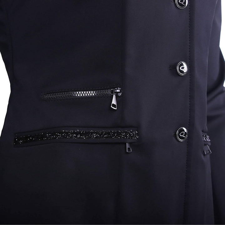 QHP Damen Turniersakko Turnierjacket Juliet Stretchgewebe Glitzerband 44 Schwarz, 44 Schwarz