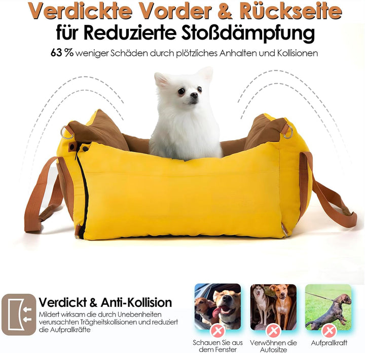 Hundesitz Auto für Kleine Hunde Unter 15KG, Tragbares Hundekorb mit Ausziehbarer Ruhebereich, Abnehm