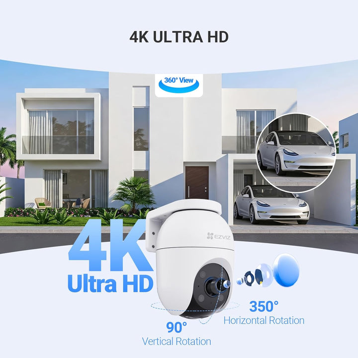 EZVIZ 4K Kamera Überwachung aussen, WLAN Pan&Tilt Camera mit Personen-/Fahrzeugerkennung, Zwei-Wege-