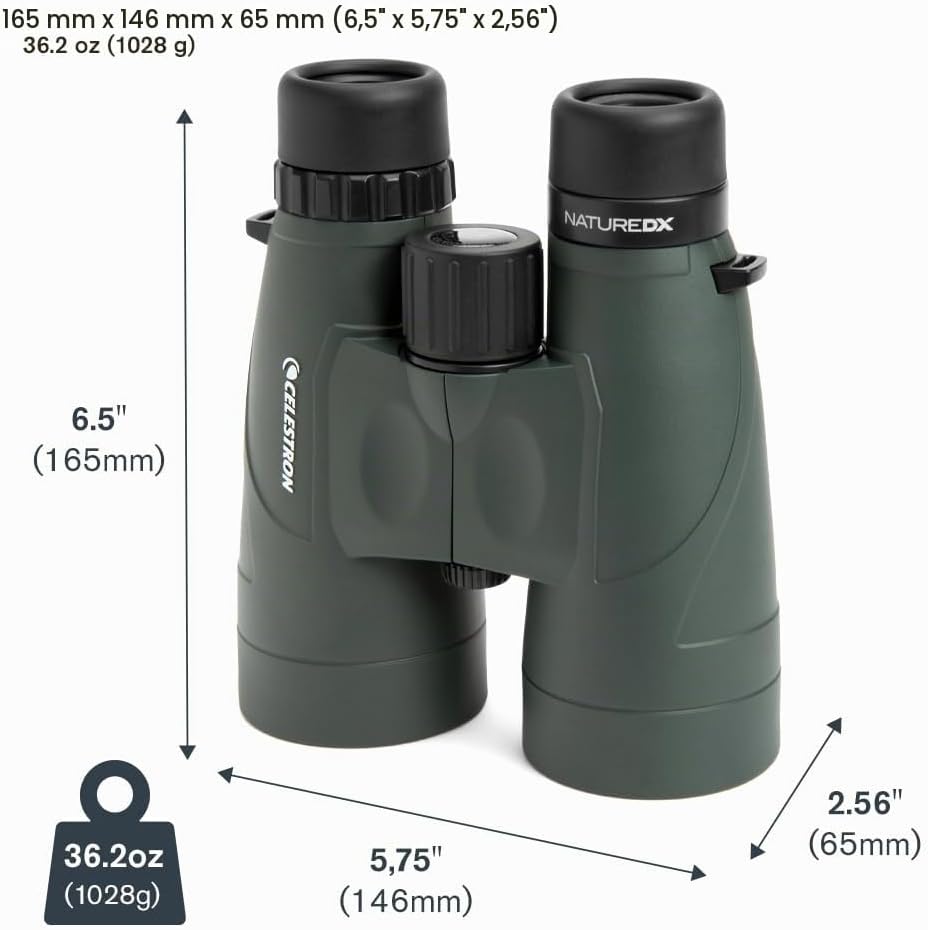 Celestron 71336-CGL Nature DX Fernglas, mit 12 x 56 Vergrösserung, mit BaK4-Prismen, Schwarz Nature