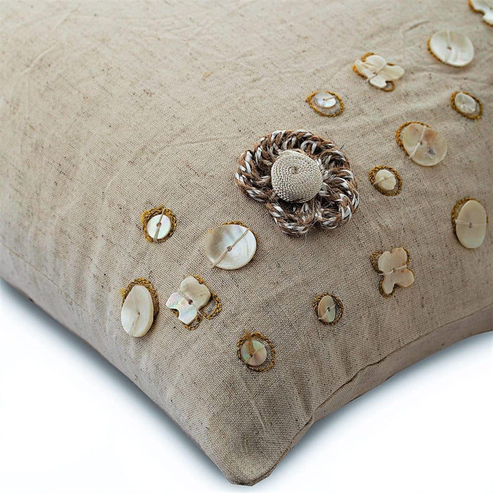 The HomeCentric Handgefertigt Naturfarben Werfen Kissen Decken, Jute Blumen Pearls Blumenthema Kisse