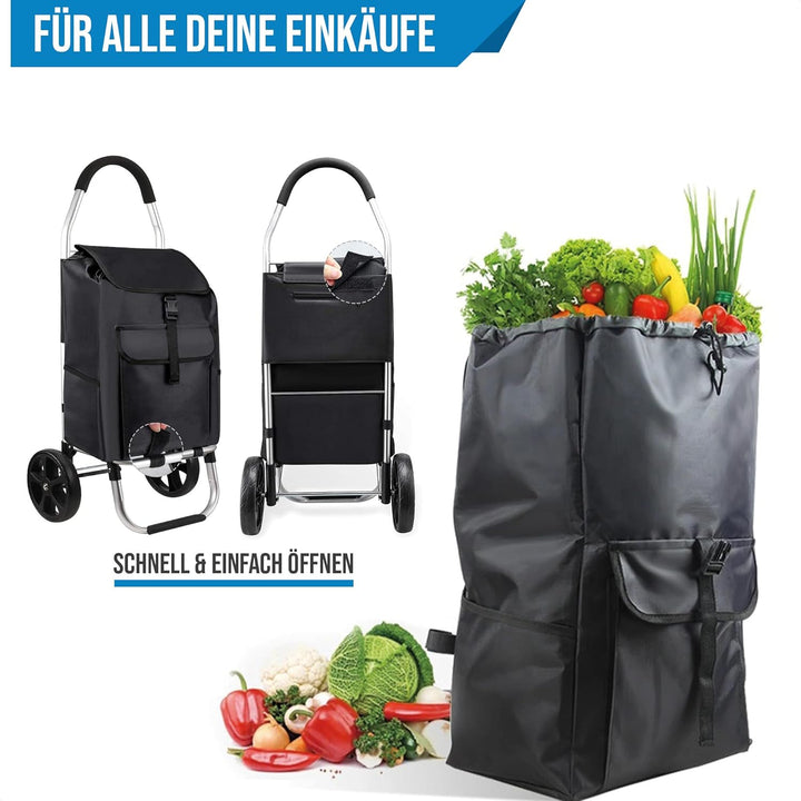 Strex Einkaufstrolley mit Rädern, Faltbar einkaufswagen mit 45 L Kapazität - Abnehmbare Einkaufstasc