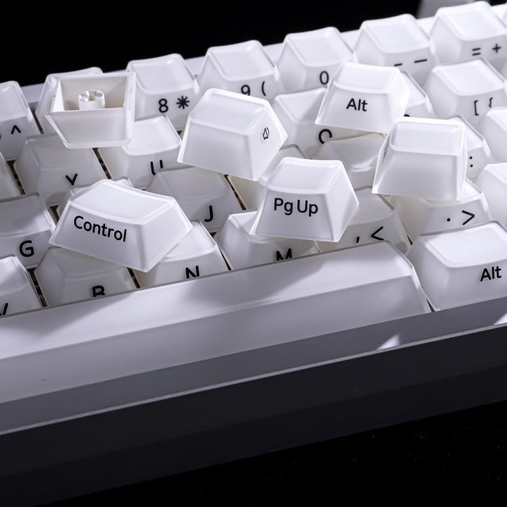JakeTsai Velvet Crystal Jelly White Keycaps, 126 Keys Double Shot PC Keycaps Dye-Sub Cherry Profile
