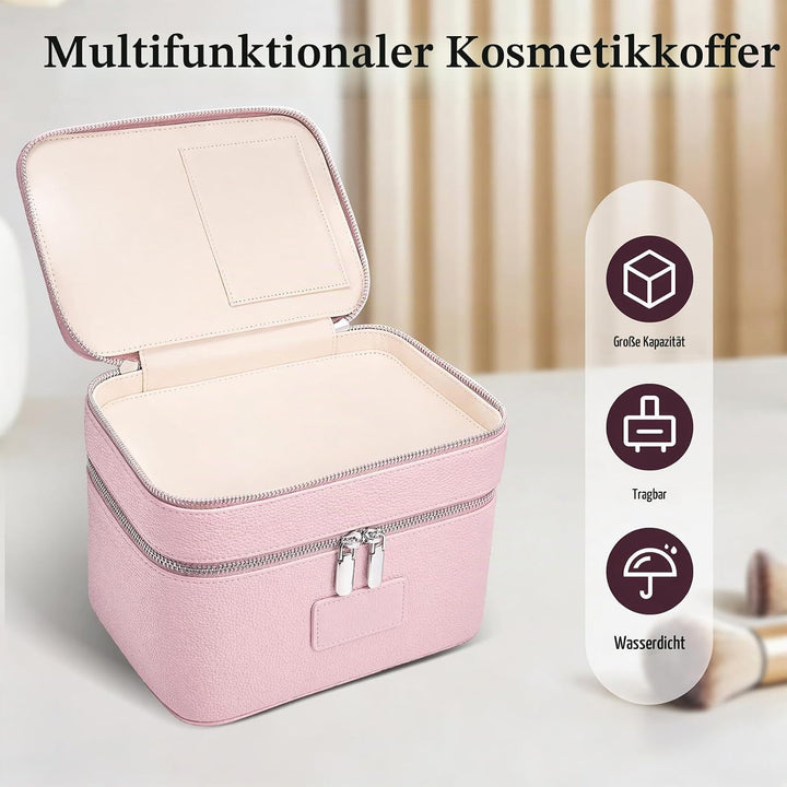 Kosmetiktasche,Kulturtasche Damen,Make up Tasche Mit Grossem Fassungsvermögen und Zwei Ebenen,Reise-