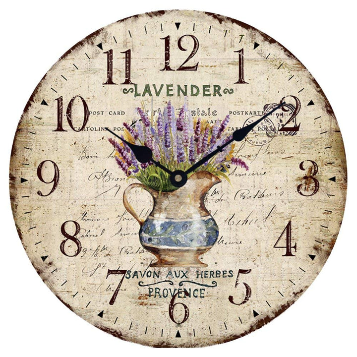 Wanduhr küchenuhr Vintage Shabby CHIC Antik Nostalgie Rustikale Quarzuhr aus MDF mit lautlosem Uhrwe