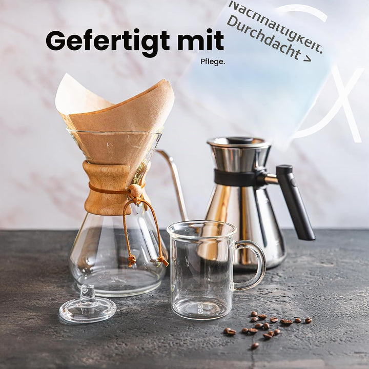 Chemex,CM-6GH,Kaffee AA8Zubereiter, Edelstahl,rostfrei, Farblos, mitGlasgriff, für bis zu 6Tassen mi