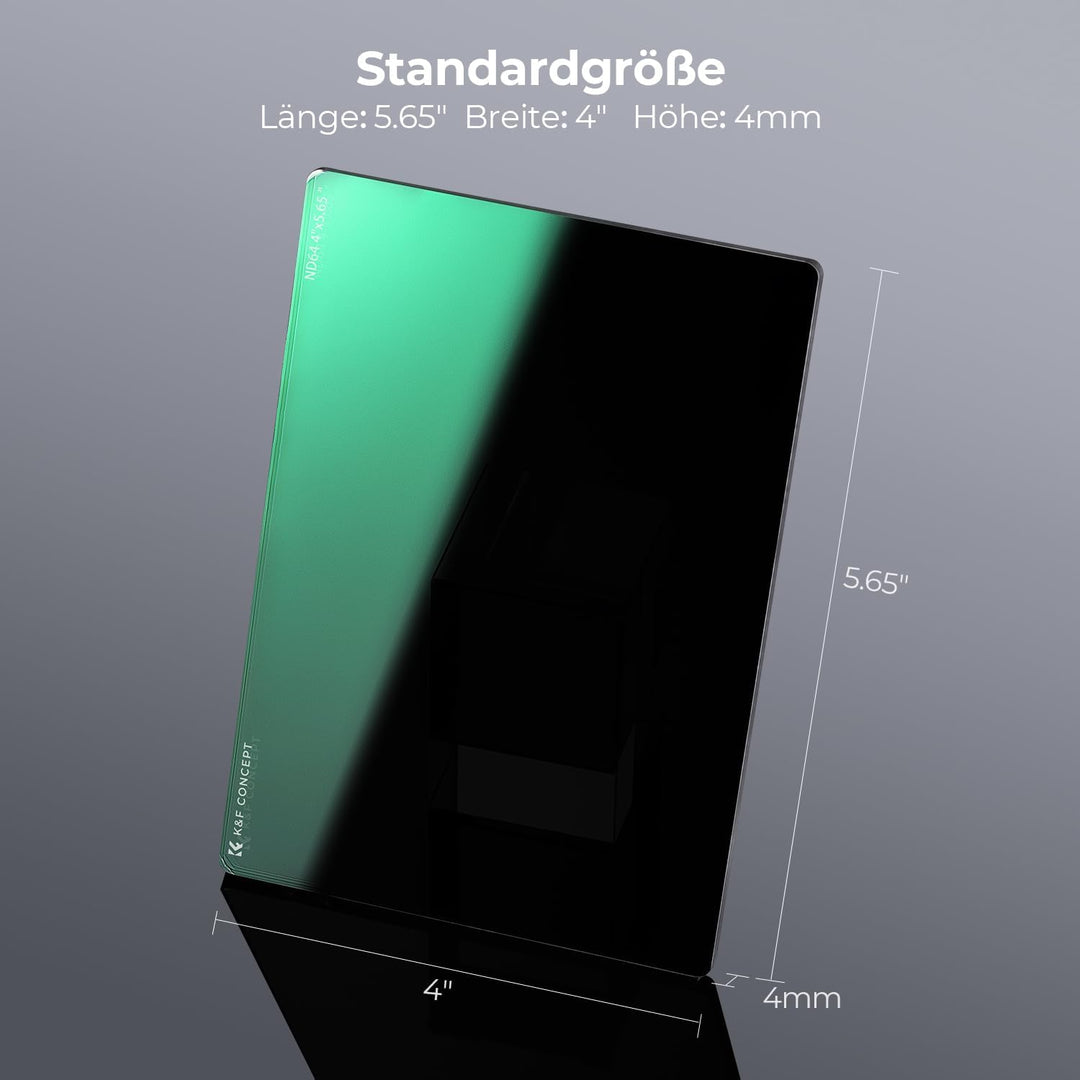 K&F Concept 4 x 5,65" ND8+ND64 Filtersets (2&6 Blendenstufen),Dicke 4mm Rechteckfilter quadratischer
