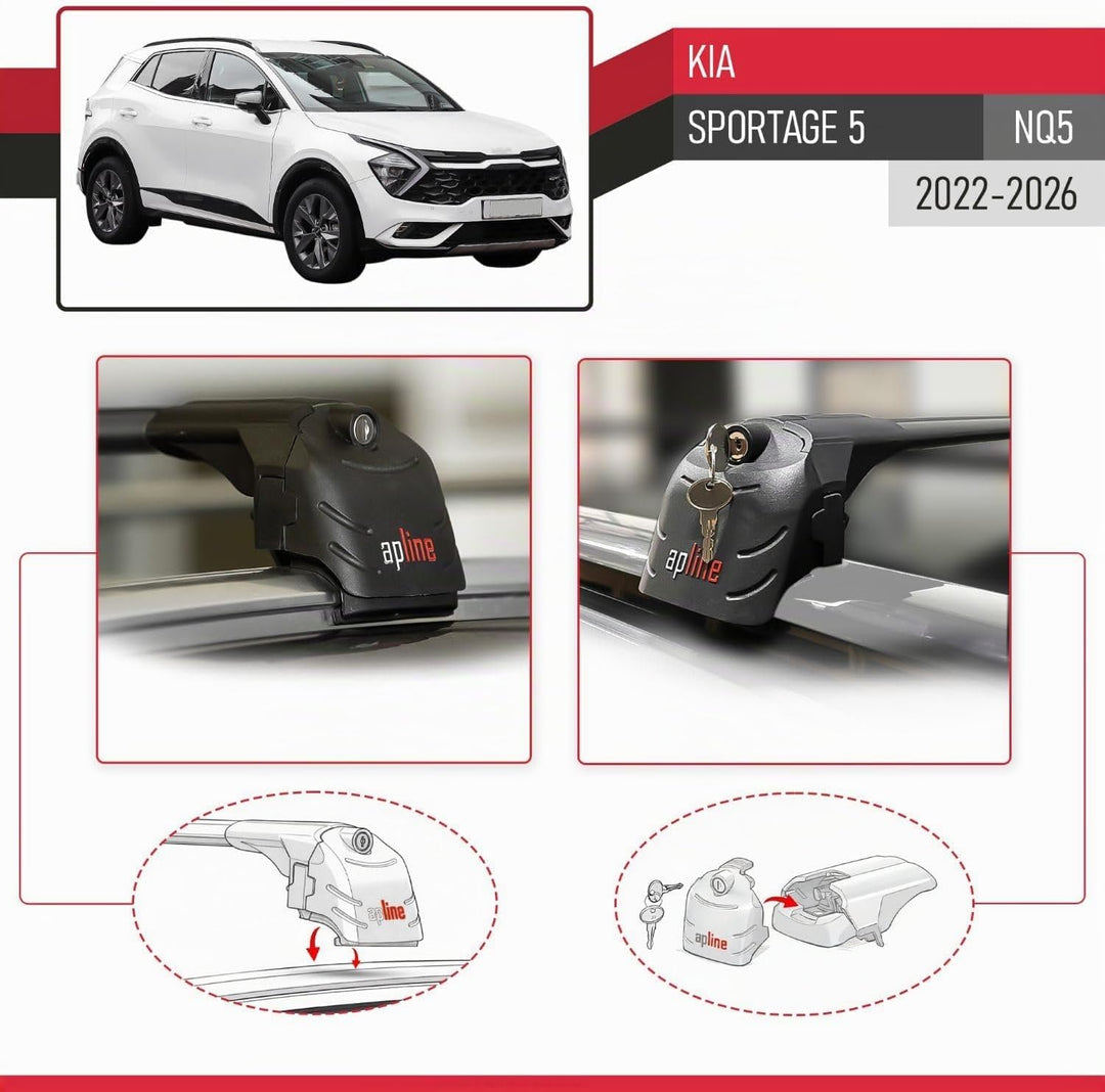 acpar Kompatibel mit Kia SPORTAGE (NQ5) 2022-2023 Relingträger ACE-2 Dachträger Gepackträger SCHWARZ