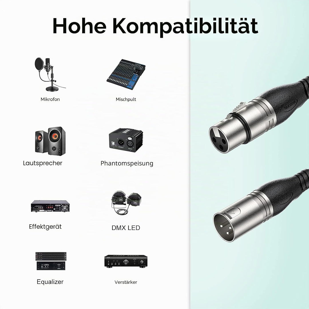 NUOSIYA XLR Kabel 6m 6 Farben XLR Mikrofon Splitterkabel Adapter, 3-Pin XLR Stecker auf Buchse Mikro
