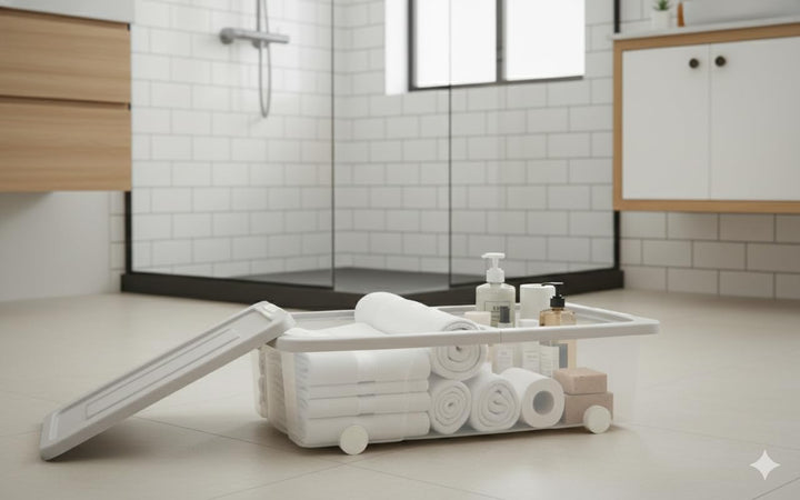 2friends Unterbettkommode mit Rollen - 4er-Set transparente Unterbett Aufbewahrungsboxen 32L (80x40x