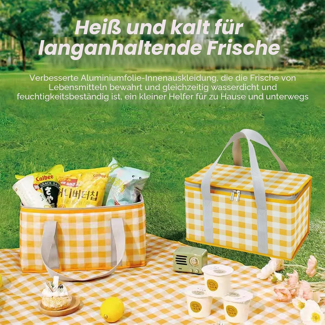Isolierte Picknickkörbe, 35 x 20 x 20 cm Kühltasche Picknicktasche 15L, mit 150 x 200 cm Picknickdec