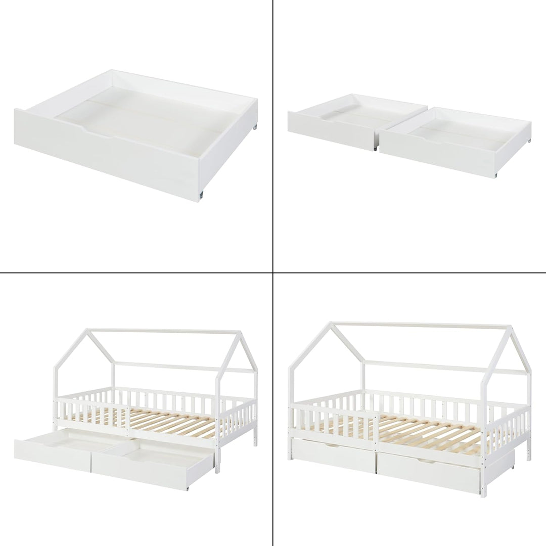 [en.casa] Unterbettkommode Ydre 2er Set Unterbett Aufbewahrungsbox 97,5 x 92 x 22 cm Bettkasten Holz