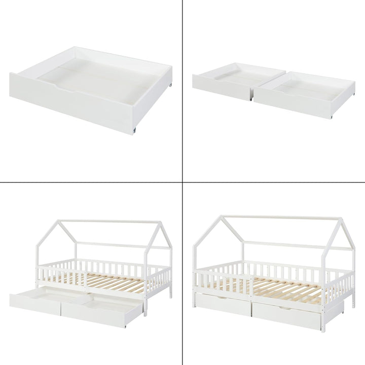 [en.casa] Unterbettkommode Ydre 2er Set Unterbett Aufbewahrungsbox 97,5 x 92 x 22 cm Bettkasten Holz
