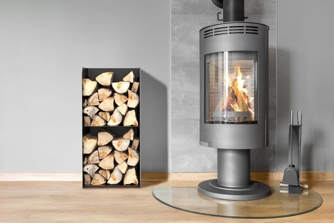 teileplus24 BHS6 Kaminholzregal Innen Aussen | Brennholzregal Metall | Kaminholzkorb | Industrial Lo