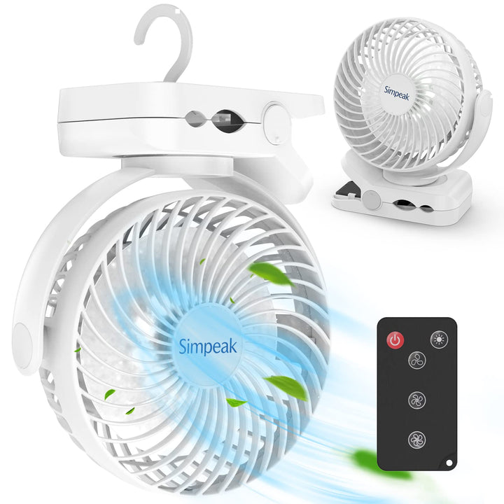 Simpeak 8000mAh Camping Ventilator Tischventilator, Mini USB Ventilator leise, Clip Fan mit Fernbedi