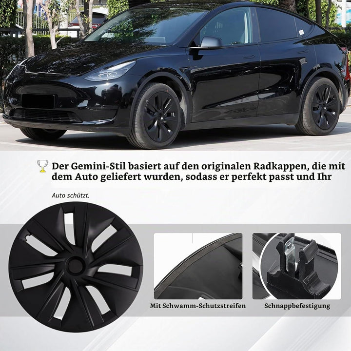 KAVANIC für Tesla Model Y Radkappen 19 Zoll Mattschwarz Unterstützung Logo Verbesserte Reichweite (4